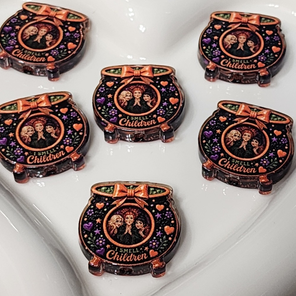 Halloween Witch Caldron Beads 2 Pcs Focal Bead Beaded Pen  Fall Charms Jewelry